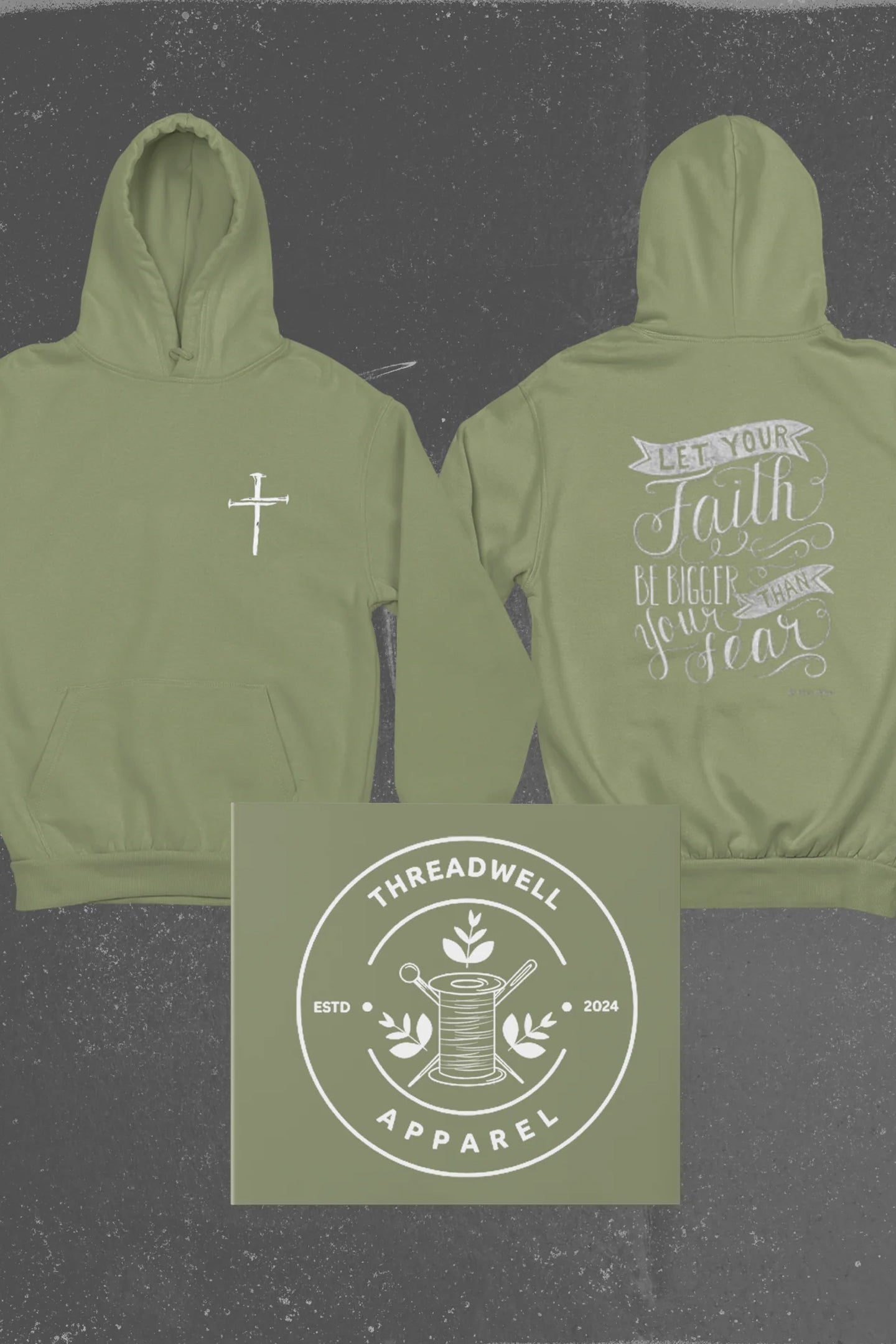 Hoodie|Faith Bigger Than Fear|High Quality|Graphic Hoodie|Motivational Hoodie|Statement Hoodie|Mental Health|Threadwell