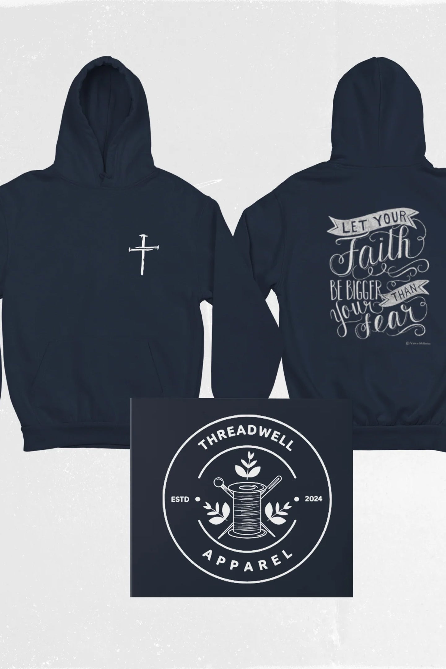 Hoodie|Faith Bigger Than Fear|High Quality|Graphic Hoodie|Motivational Hoodie|Statement Hoodie|Mental Health|Threadwell