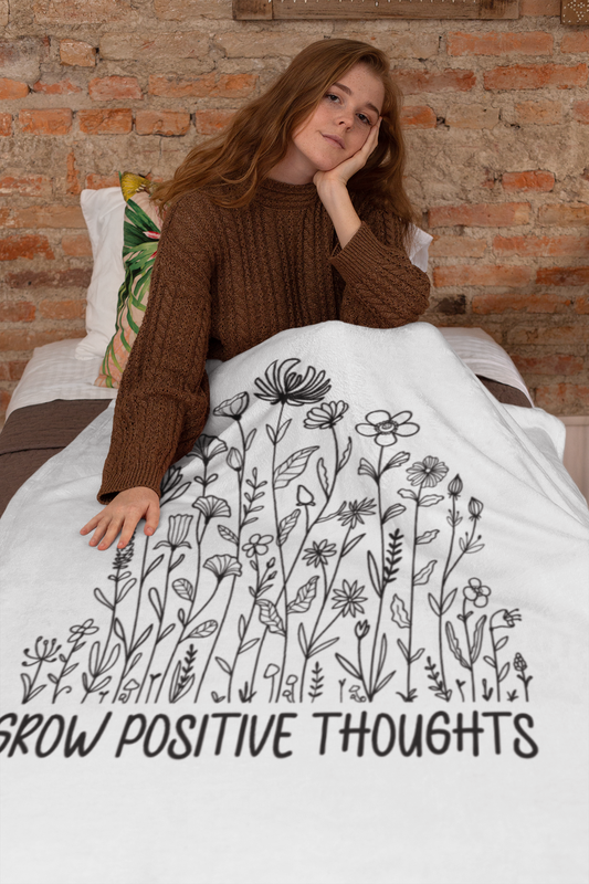 Blanket|Grow Positive Thoughts|Sherpa Blanket|Essentials|Threadwell